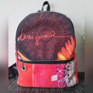 Desigual Colourful Canvas Backpack